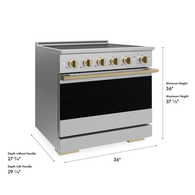 ZLINE Autograph 36 in. Marino Induction Range with 5 Element Cooktop and Champagne Bronze Accents