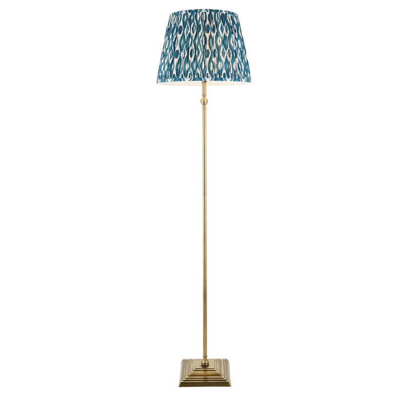 161cm Traditional Floor Lamp, Antique Brass, Blue