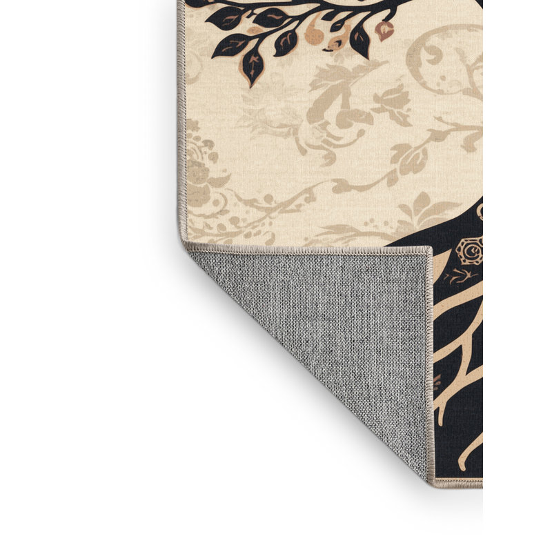 Tapis oriental classique lavable à la machine Bates - beige, 3 x 5