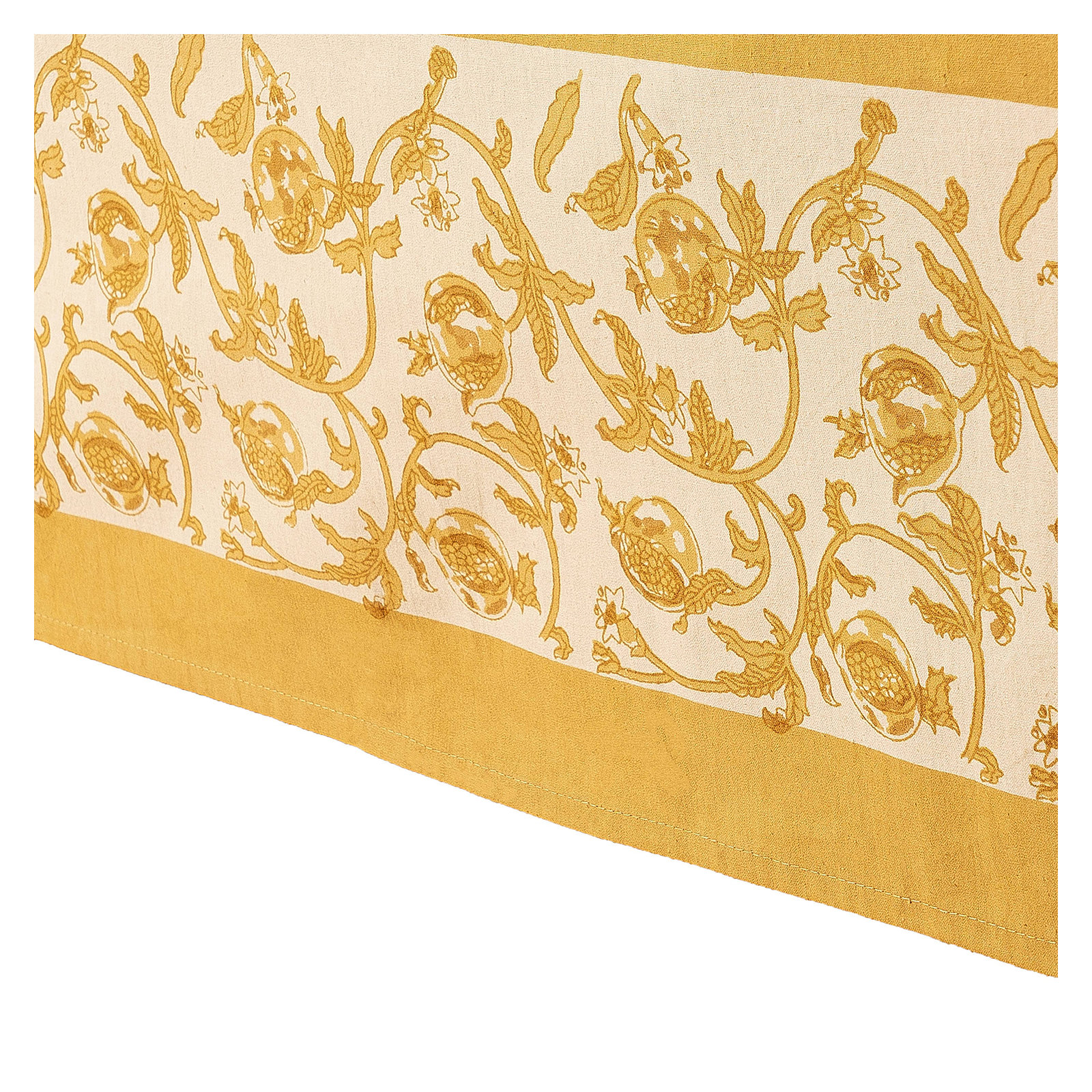 Bryah Floral Tablecloth, 142" L x 71" W, Mustard/White