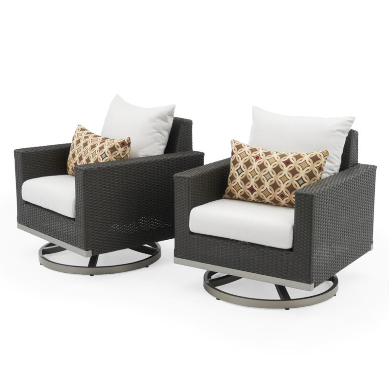 Milo Motion 4 Piece Rattan Sunbrella Sofa Set with Cushions, Canvas Jockey Red Sunbrella® Canvas, Brown