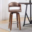 Tabouret de bar pivotant à hauteur de comptoir en bois et similicuir 27 po Mid-Century