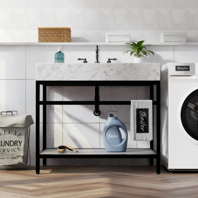 Meuble-lavabo 36 po en marbre de Carrare naturel