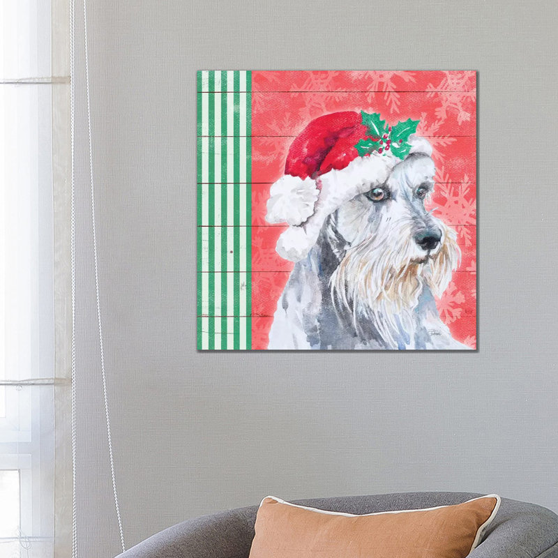 " Holiday Puppy V " by Patricia Pinto, 26" H x 26" W x 1.5" D, Wrapped Canvas, No Mat