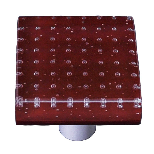 Poignée carrée 1,5 po Bubbles, Aluminium, Rouge riche
