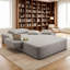 Très grand canapé-lit en velours côtelé moelleux (modèle Dorn): canapé-lit convertible avec poches de rangement, livré avec 3 coussins moelleux.-2056446167