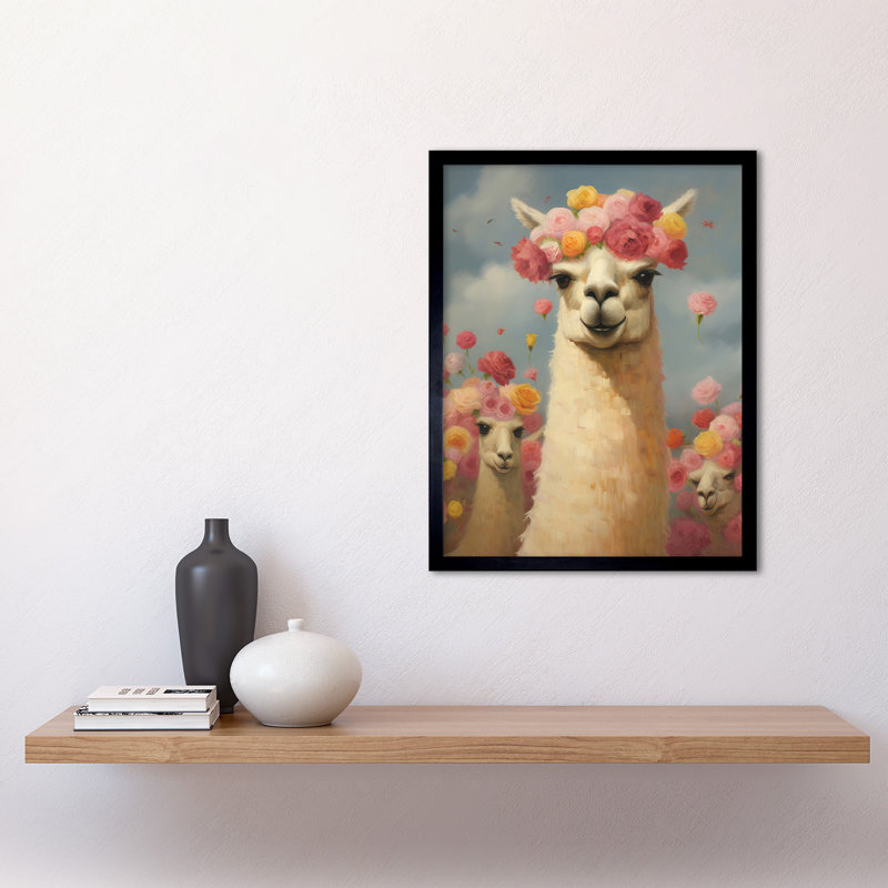 The Llama Wedding Rose Bloom Flower Headdress - Single Picture Frame Print