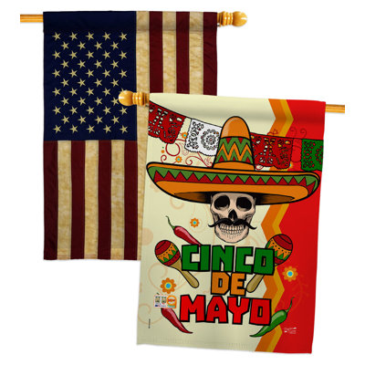 Double Sided 40 in. H x 28 in. W Polyester Cinco de Mayo House Flag