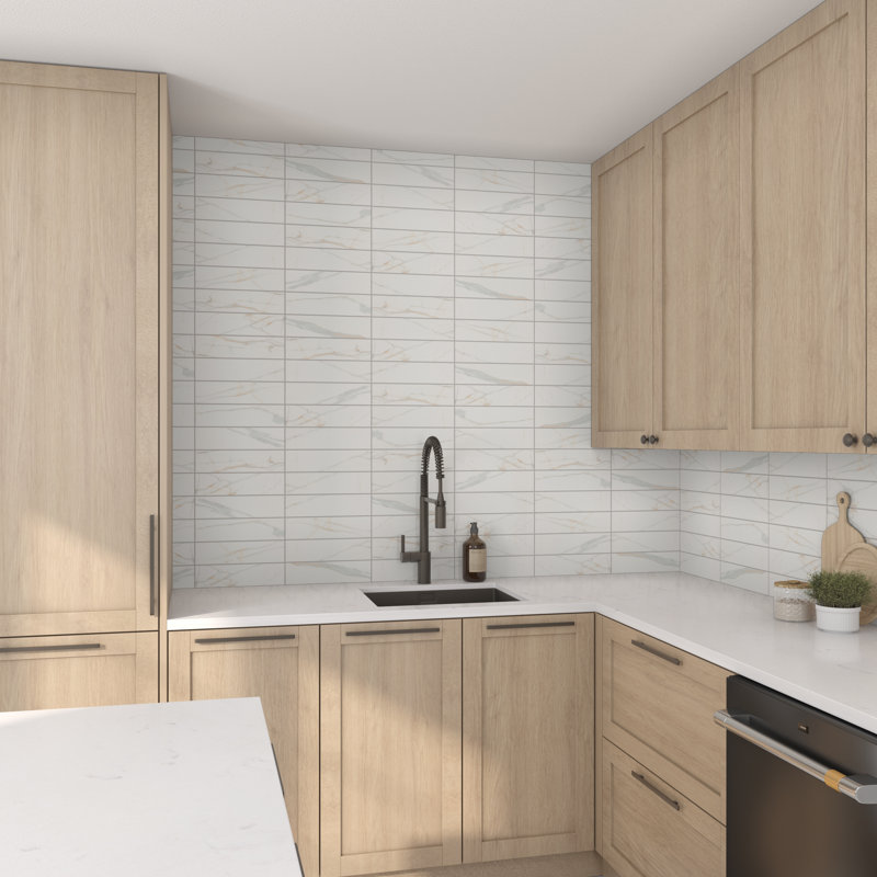 Itona 3" x 12" Ceramic Wall Tile in Matte (48 PC per Carton) (12.00 SQFT per Carton), Calacatta Venecia