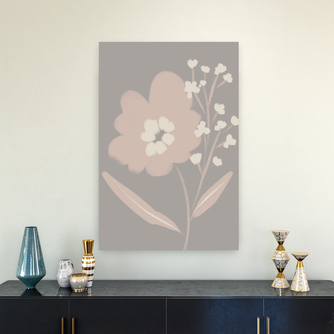 Soft Blush Botanicals Abstract Delicate Minimalist Flower Nature Wall Art Print