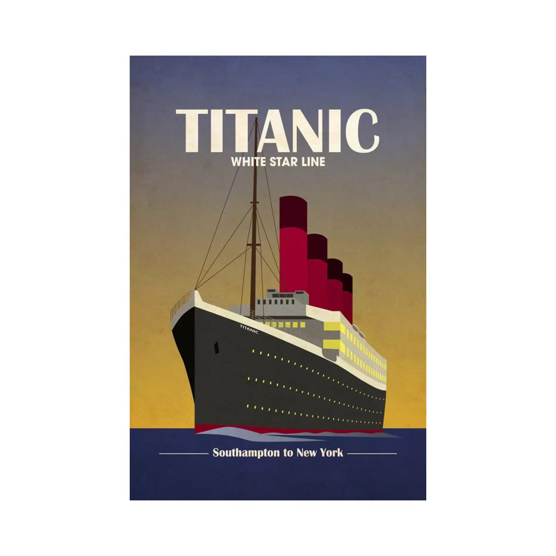 Titanic Ocean Liner Art Deco by Michael Tompsett - Wrapped Canvas Painting, 20.32 cm H x 30.48 cm W
