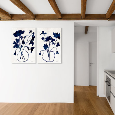 Anemone Vase " Anemone Vase Set, Abstract Flower Bouquet Modern Blue " by Oliver Gal 2 - Pieces Painting Print