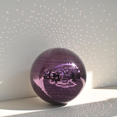  16" Large Disco Ball Mirror Big Hanging Glass Decor for 70s 80s Party Events Wedding DJ Dance Club Stage Lighting Purple