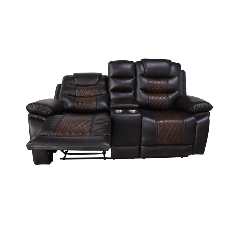 Riek 74.4'' Faux Leather Loveseat, Power - Push Button
