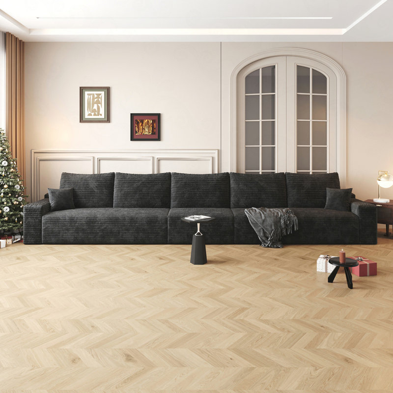 Canapé modulaire avec siège profond Boneless Cloud, H 37,8 po x l 168 po x P 39,4 po, Noir, noir, noir, noir, 5