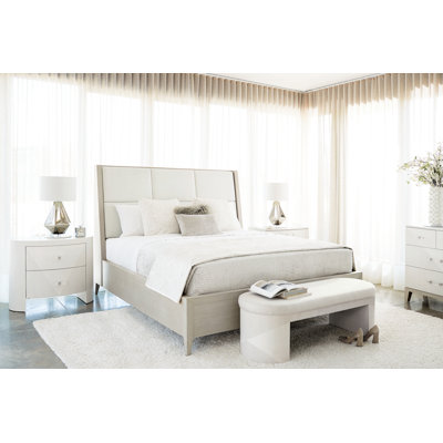 Axiom Upholstered Panel Bed with Wooden Footboard and Side Rails