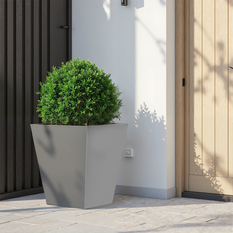 Outdoor/Indoor Metal Pot Planter Planter Box Raised Garden Bed Cachepots Nursery Pots for Front Porch Patio, Gray, 1