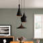 Ensemble de trois luminaires suspendus noirs