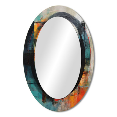 Geometric Serenity III - Abstract Oval Decorative Mirror On Metal