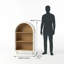 Armoire vitrée arquée moderne 24 po, tablette de rangement ouverte avec panneau arrière en grain de bois pour le salon, la salle à manger et le vestibule-1991318432