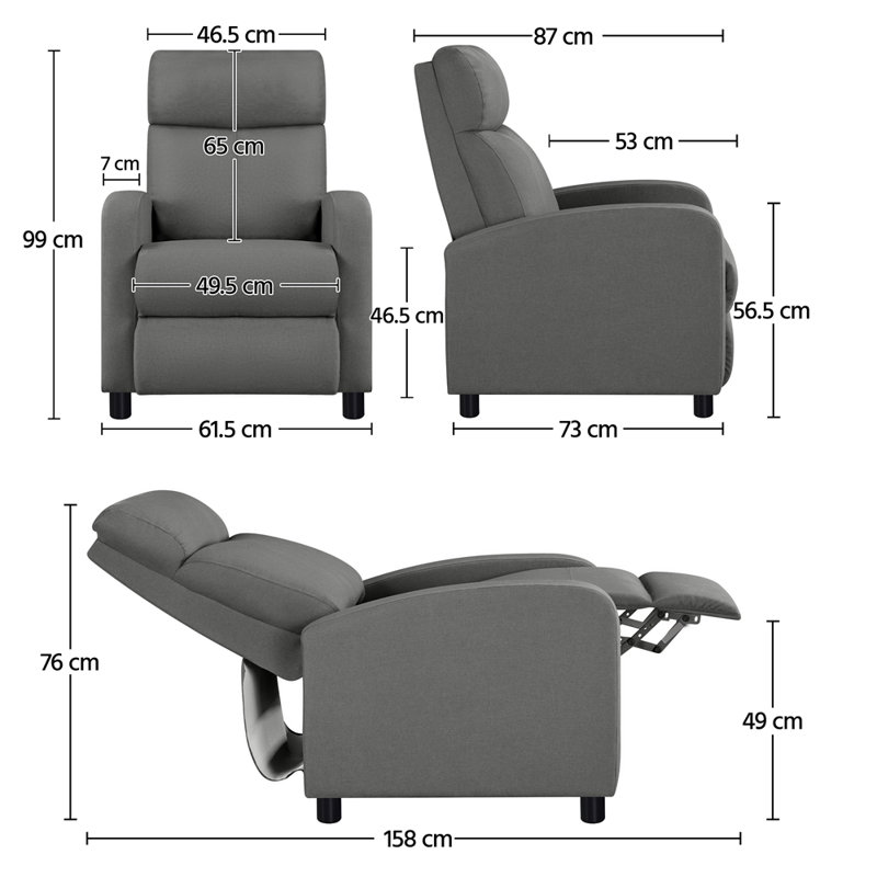 Rasim 61.5cm Wide Zero Gravity Recliner, Gray