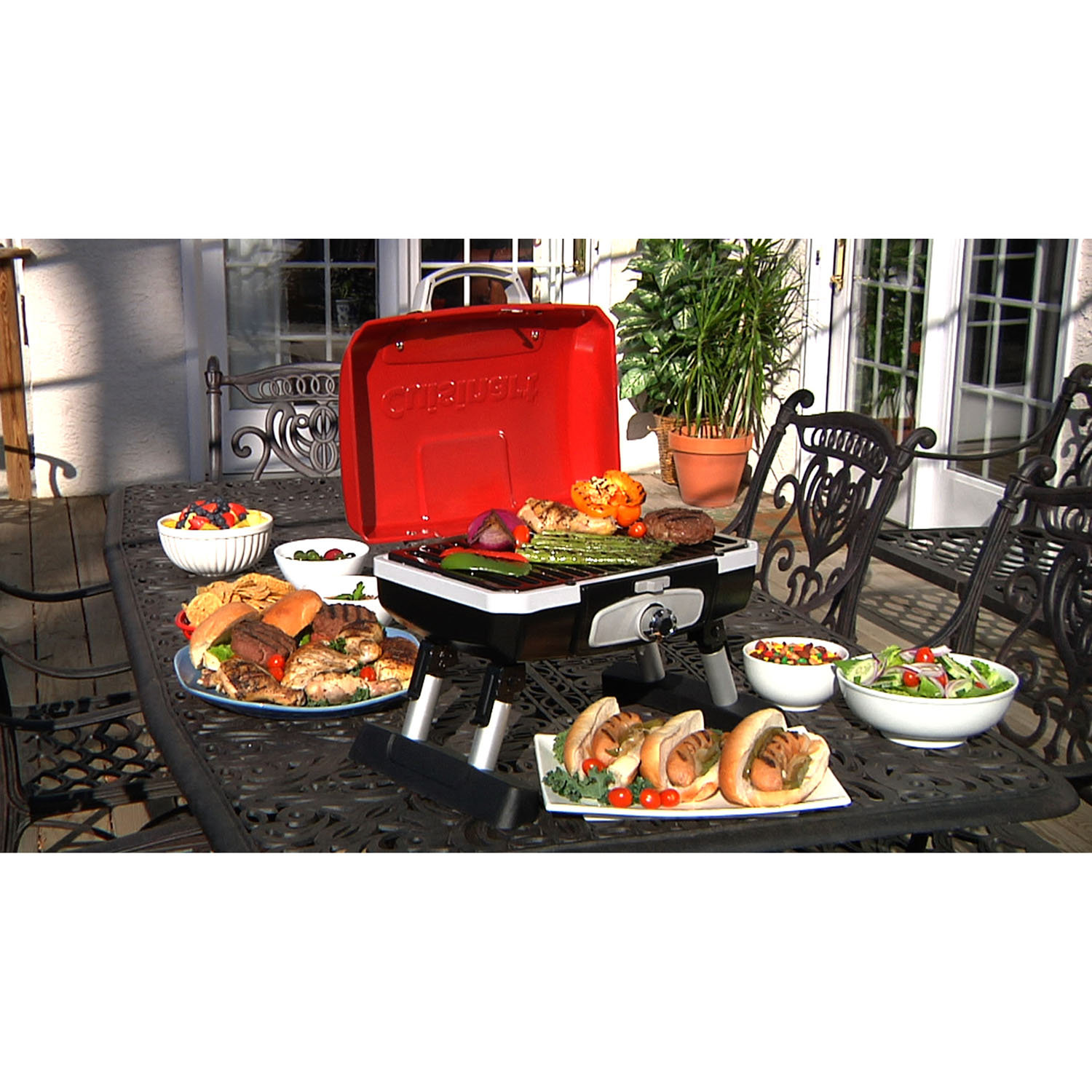 Cuisinart Single Burner Portable Liquid Propane 5500 BTU Gas Grill, Red
