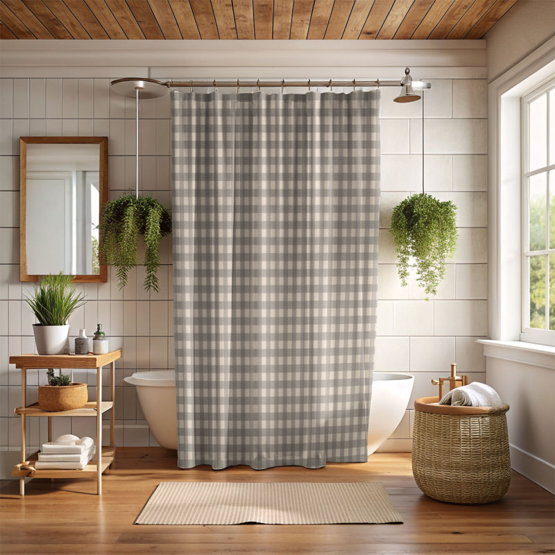 Cosy Plants - Rideau de douche Premium, Kaki, H 74 po x l 35 po
