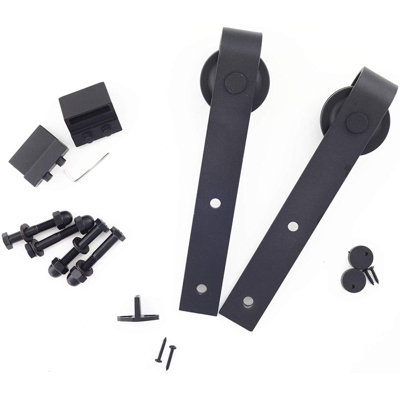 Black Rustic Classic Design Roller Set For One Door（Track Not Included)