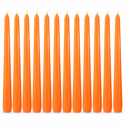 Orange Taper Candles - 12 Pack, 10 Inch, Unscented