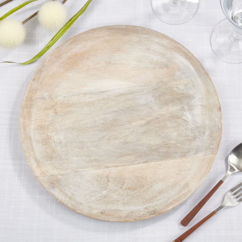 Sousplat Collection Mango Wood No Pattern Charger, Wood