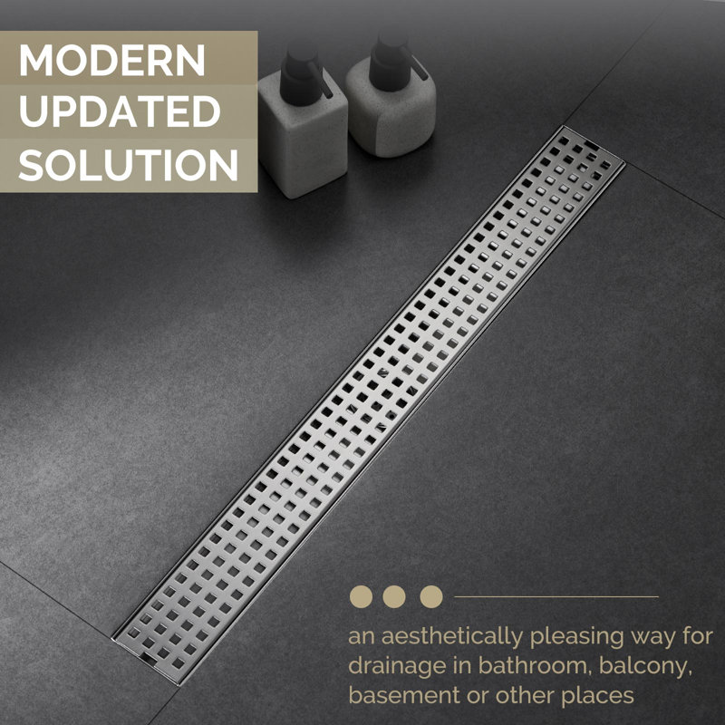 Linear Grid Shower Drain, Brushed Nickel