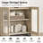 Modern 72" Tall Bookcases With Glass Doors And Adjustable Shelves, Library Book Shelf With Storage Cabinet And Open Book Shelfs, Wood Bookshelves For Home Office, Living Room, Beige-1333220907