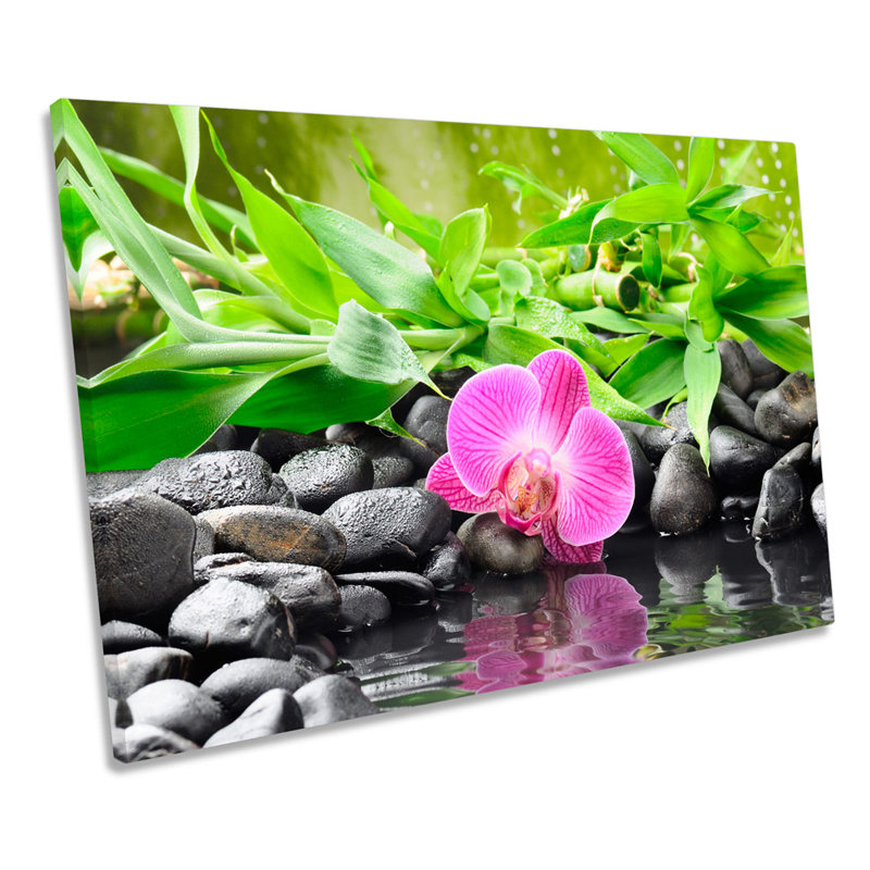 Zen Stones Spa Flower - Wrapped Canvas Print, 91.4cm H x 137.2cm W x 4cm D