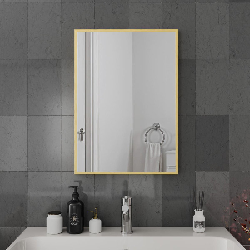 Aluminium Rectangle Mirror, 70cm x 50cm, Brushed Brass