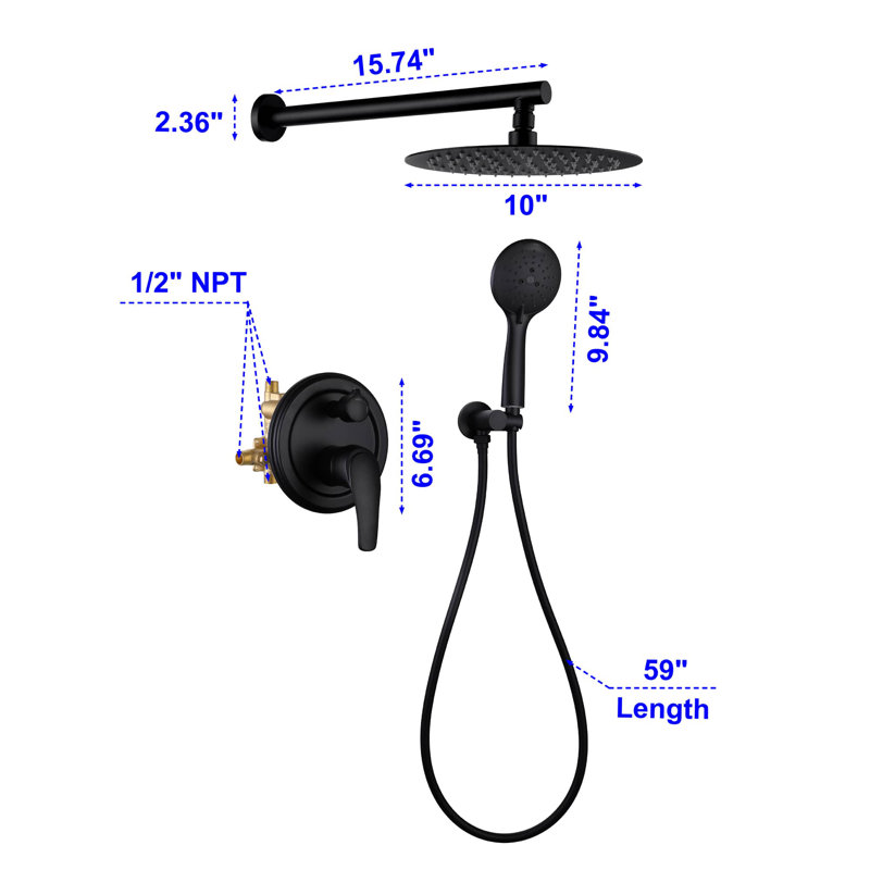 All-In-One Kit with Rough in-Valve, Matte Black