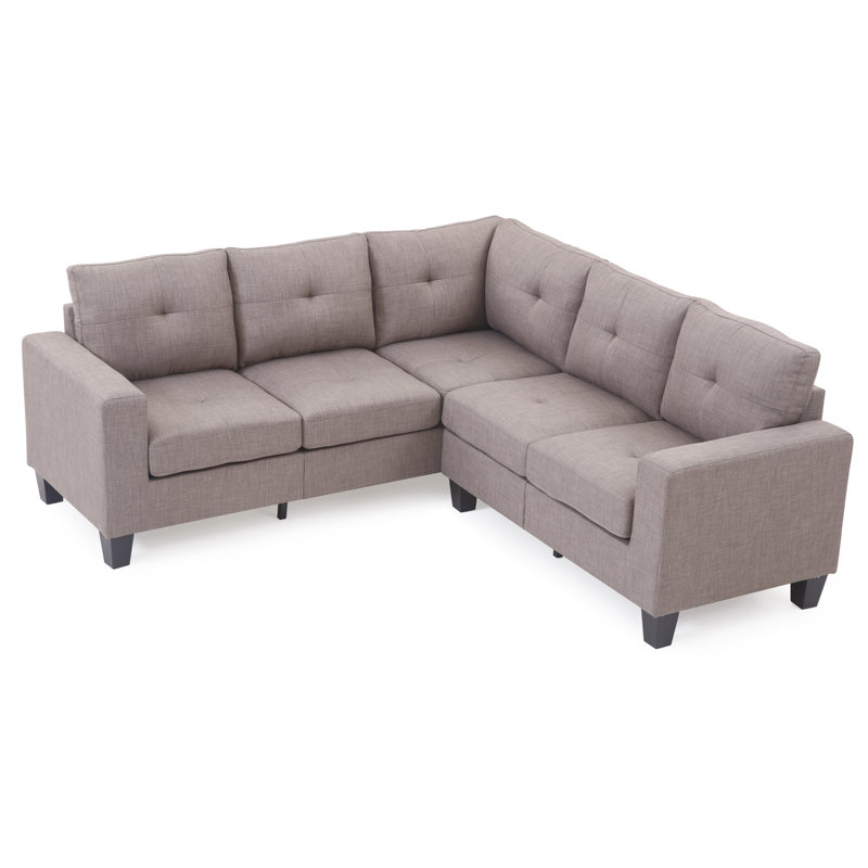 Vegas Upholstered L-Shaped Sectional Symmetrical, Light Gray
