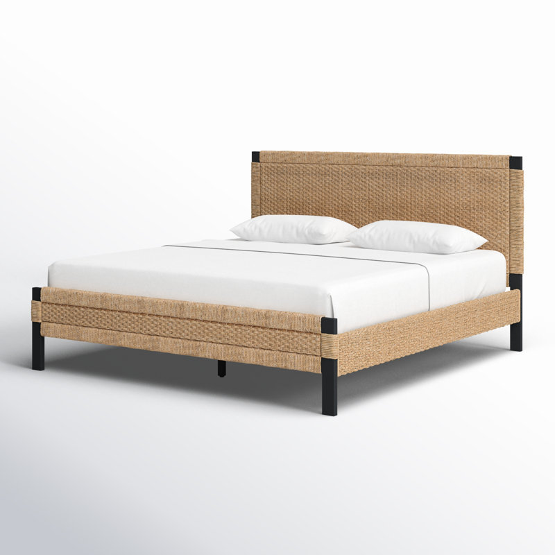 Seaside Splendor Queen Bed with Woven Banana Stem and Metal Frame