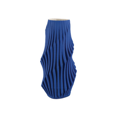 Vase moyen à plis bleus