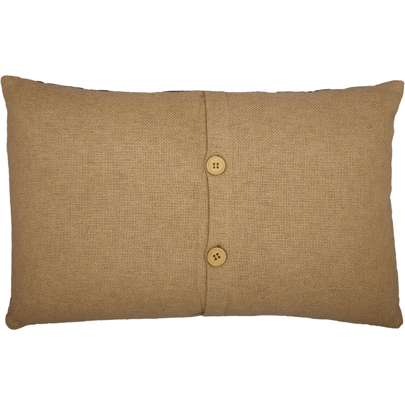 Natural Tan Burlap Embroidered Rectangular Pillow 14x22