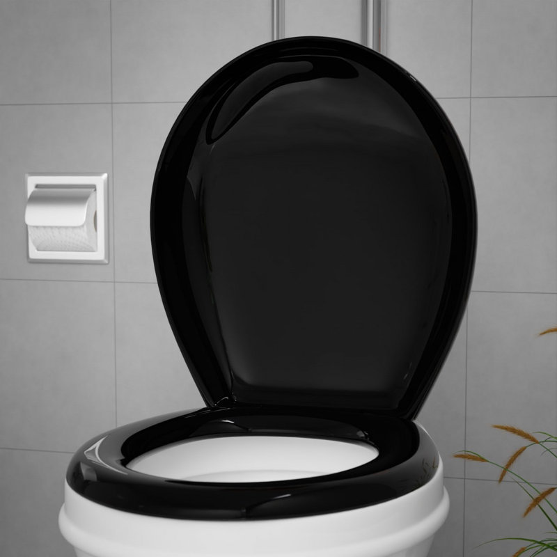 Toilet Seat Slow EZ Close No Slam Plastic Round Black (Set of 2)