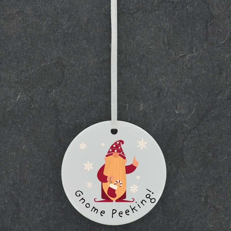 The Seasonal Aisle Peeking Festive Gonks Circle Shaped Ceramic Ornament