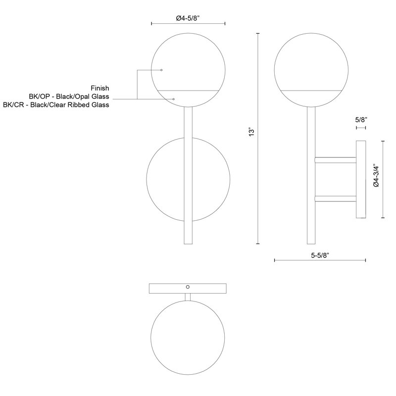 Claremont 1 - Light LED Outdoor Armed Sconce, Clear Ribbed