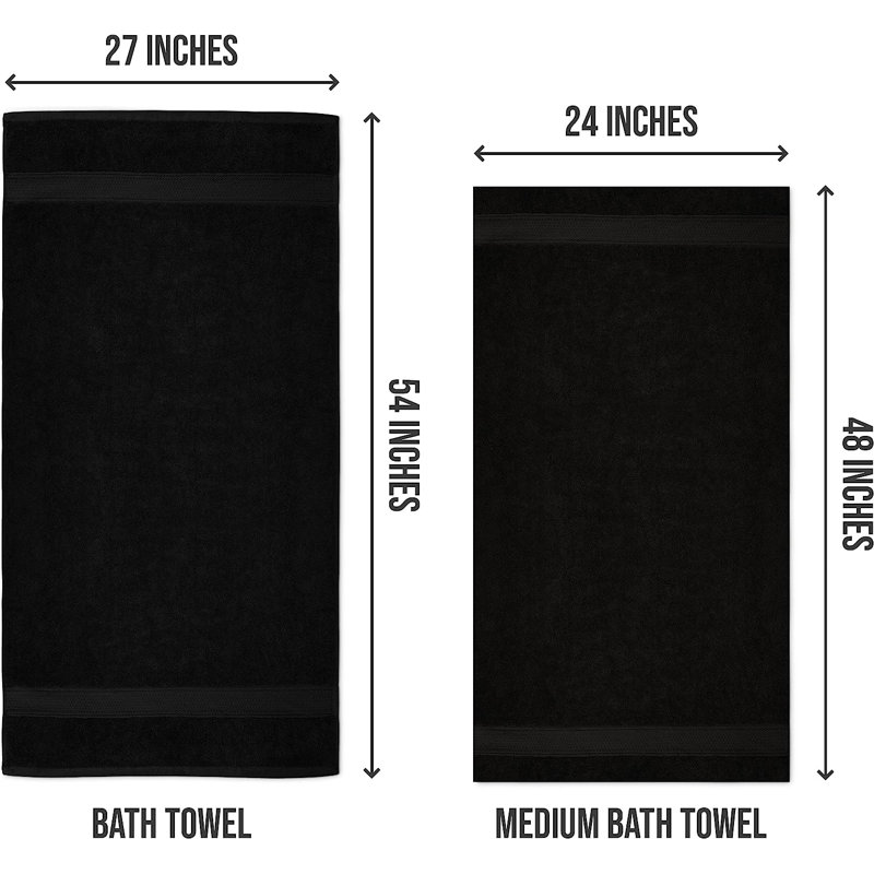 Cassada Cotton Bath Towel, Black