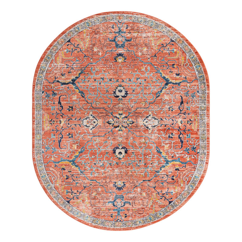 Alkire Floral Indoor Rug, Oval 7'10" x 10'2"