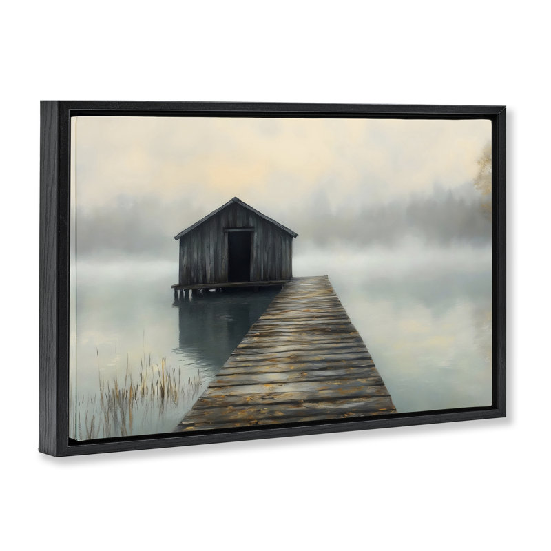 Lakeside Boathouse Dock Floating Frame, design by LSR Creative Studio, Jet Black Floater Frame, 17" H x 25" W