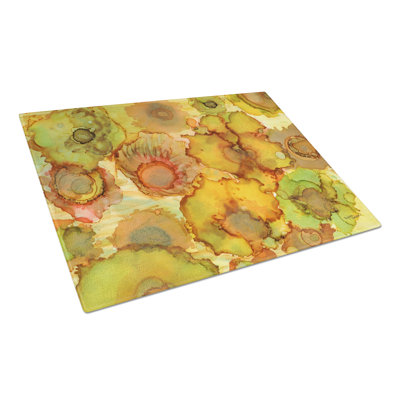 Caroline's Treasures Tempered Glass Abstract Flowers Cutting Board