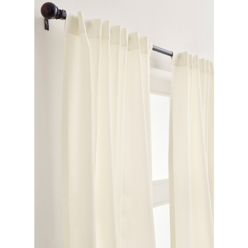 Cotton Linen Curtain with Rod Pocket, Ivory, 52" W x 102" L