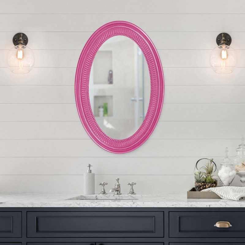 Busey Ribbed Oval Framed Accent Mirror, Hot Pink