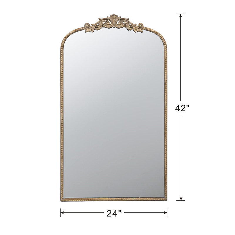 Miroir arqué baroque, 42 po x 24 po, Doré