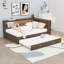 Lit de jour double en bois avec DEL, USB, tablettes de rangement et lit gigogne simple-1622633996